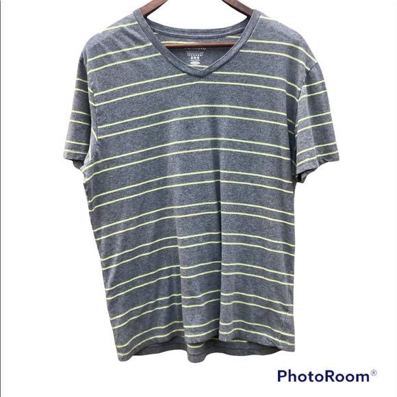 Old Navy Classic Tee Shirt Sz. Medium Striped Short Sleeve Gray Yellow - Picture 1 of 7